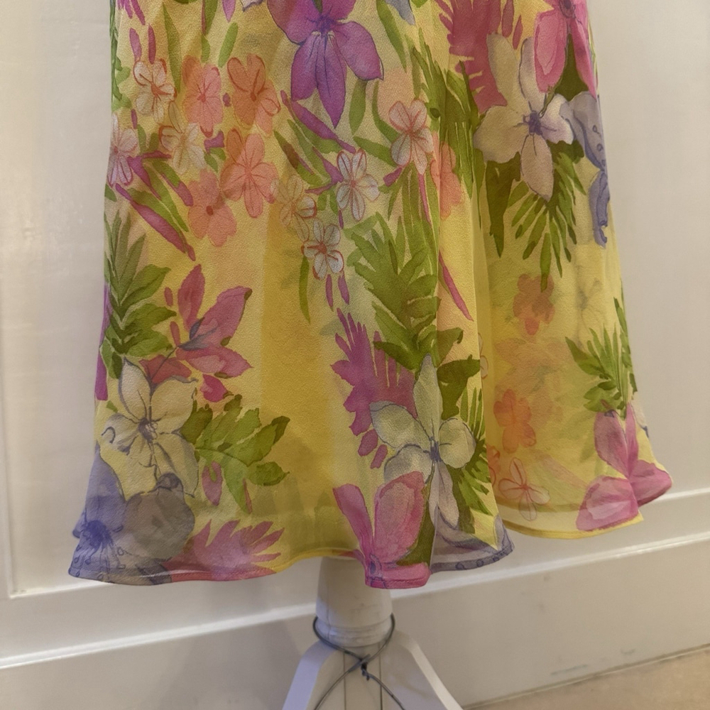 NWT Anne Klein Vintage 100% Silk Midi Dress Size:8 Designer Floral Double Layers - Picture 10 of 16